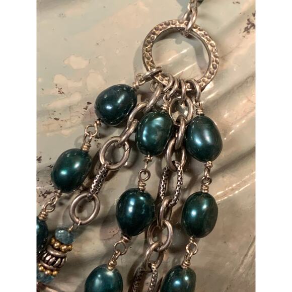 Schaef Designs Pearl, Sterling Silver & Gold Plated Multi Strand Necklace - Picture 6 of 9